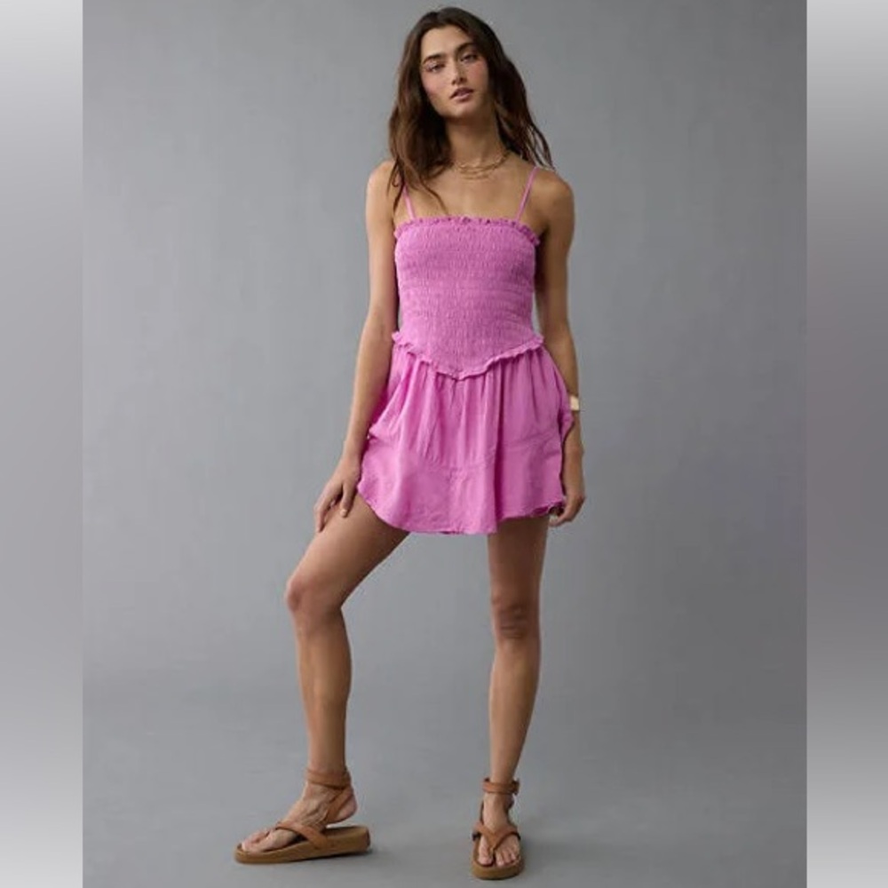 AE Bella Ruffle Tiered Romper in Fuchsia XS